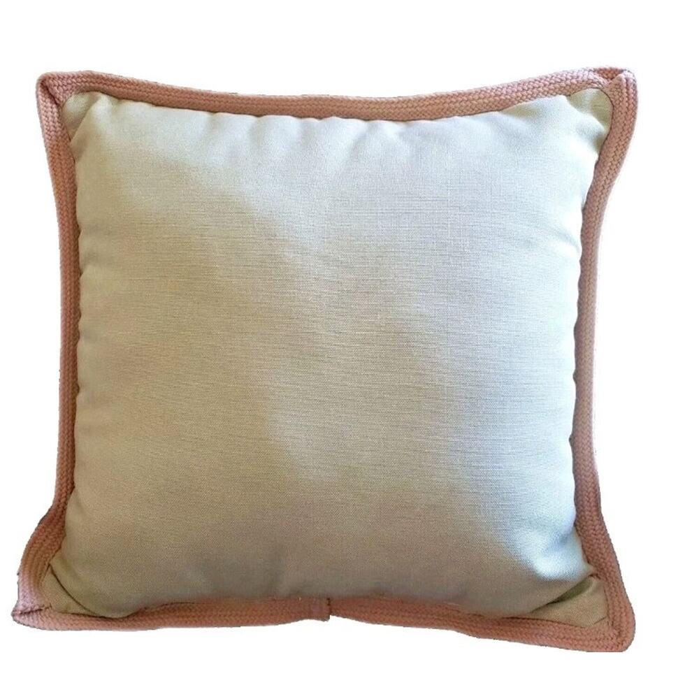 Throw Pillow Beige Green Botanical 21” Printed Patchwork Square Decorative Home - Picture 3 of 4